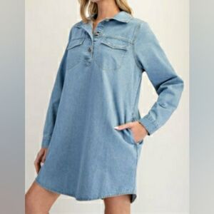 eesome Long Sleeve Denim Dress